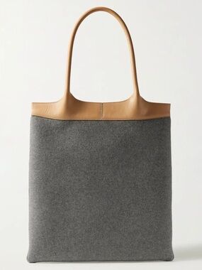GABRIELA HEARST Tote Gray Cashmere & Tan  Leather Bag Shopper Handbag $3500